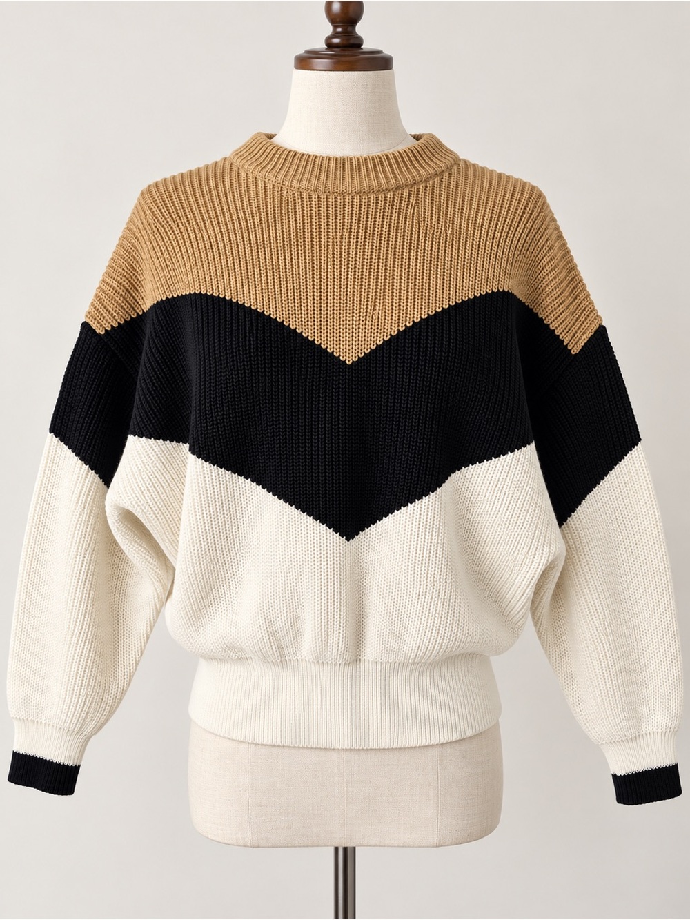GRACE + KARMA Colorblock Chevron Chunky Knit Sweater Size M